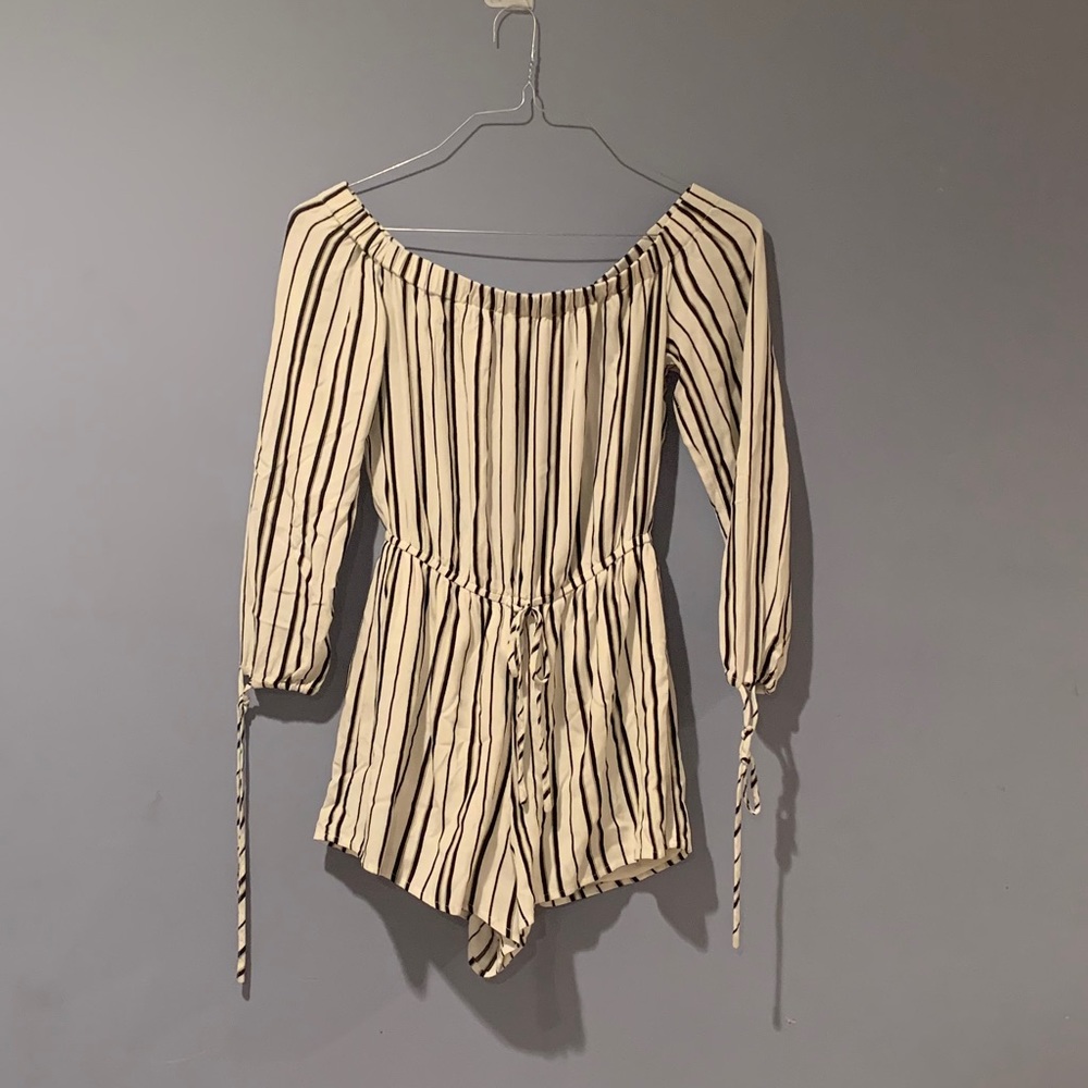 Kendall and Kylie Romper Black and White Striped